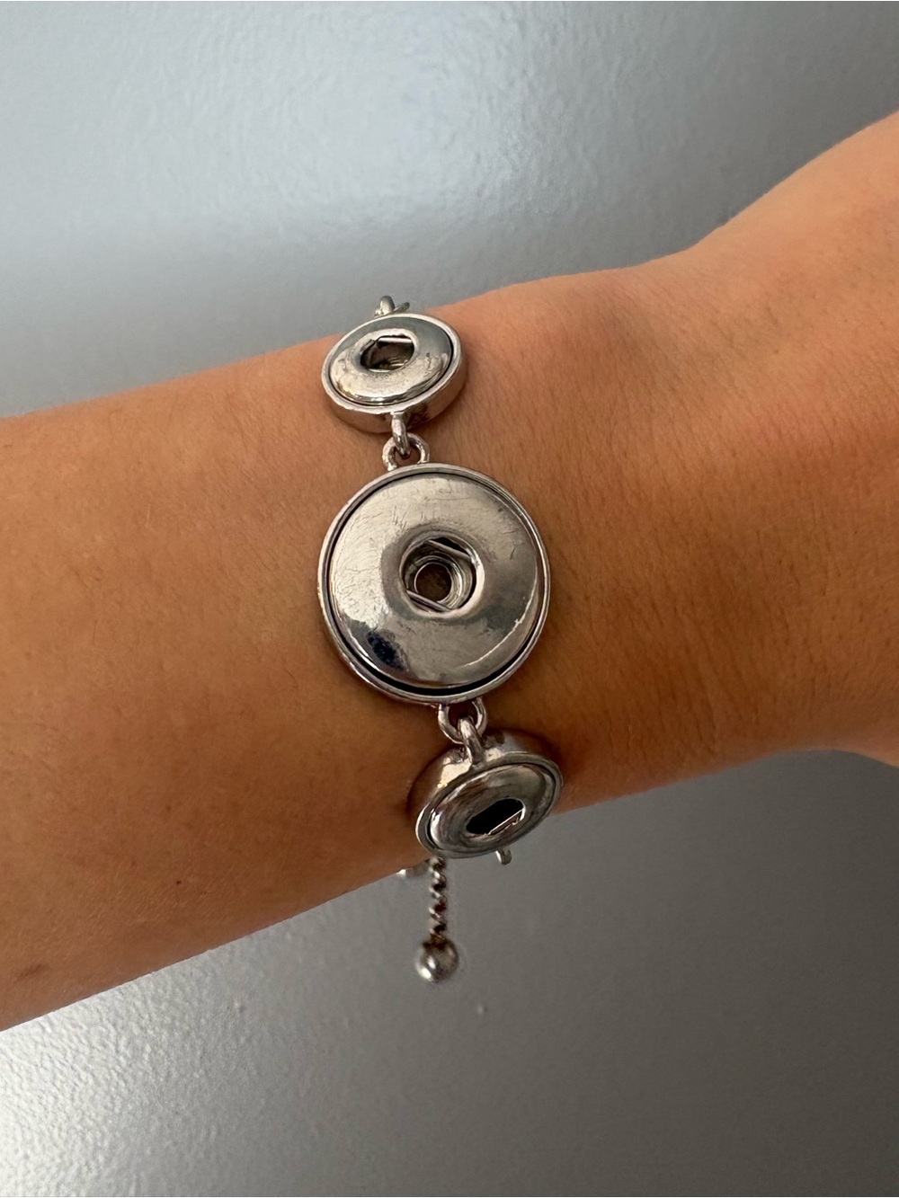 Silver Tone Snap Button Bracelet
